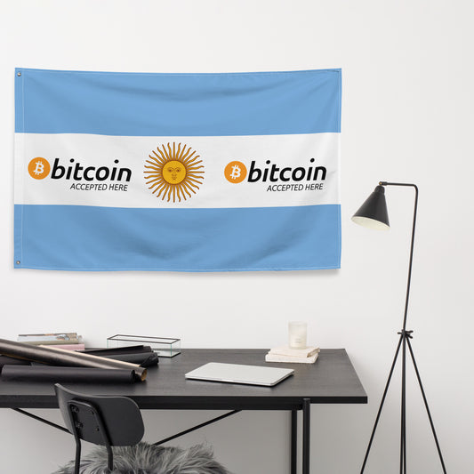 Bitcoin Accepted Here | Argentina - Flag