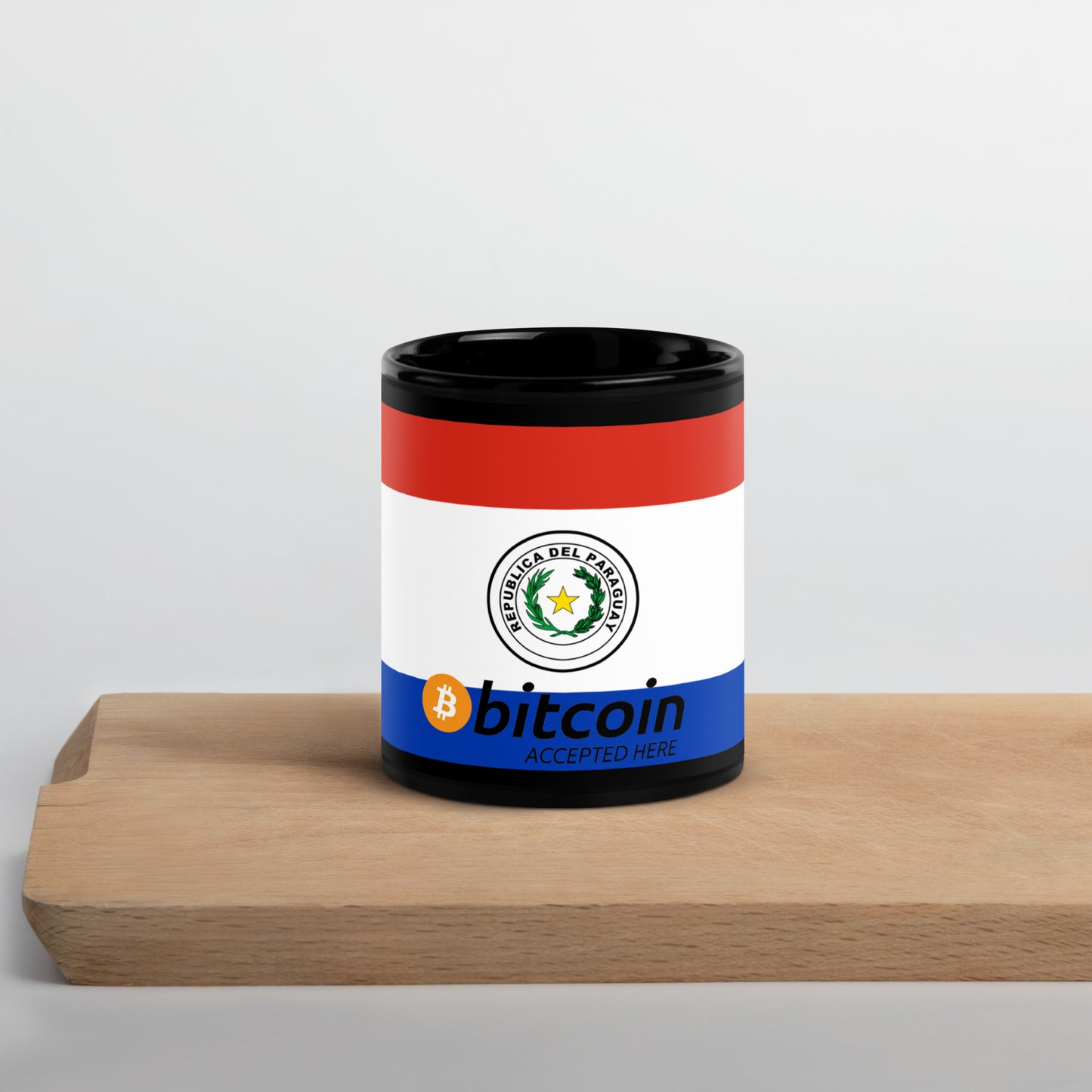 BTC Accepted Here Simple | Paraguay - Black Glossy Mug
