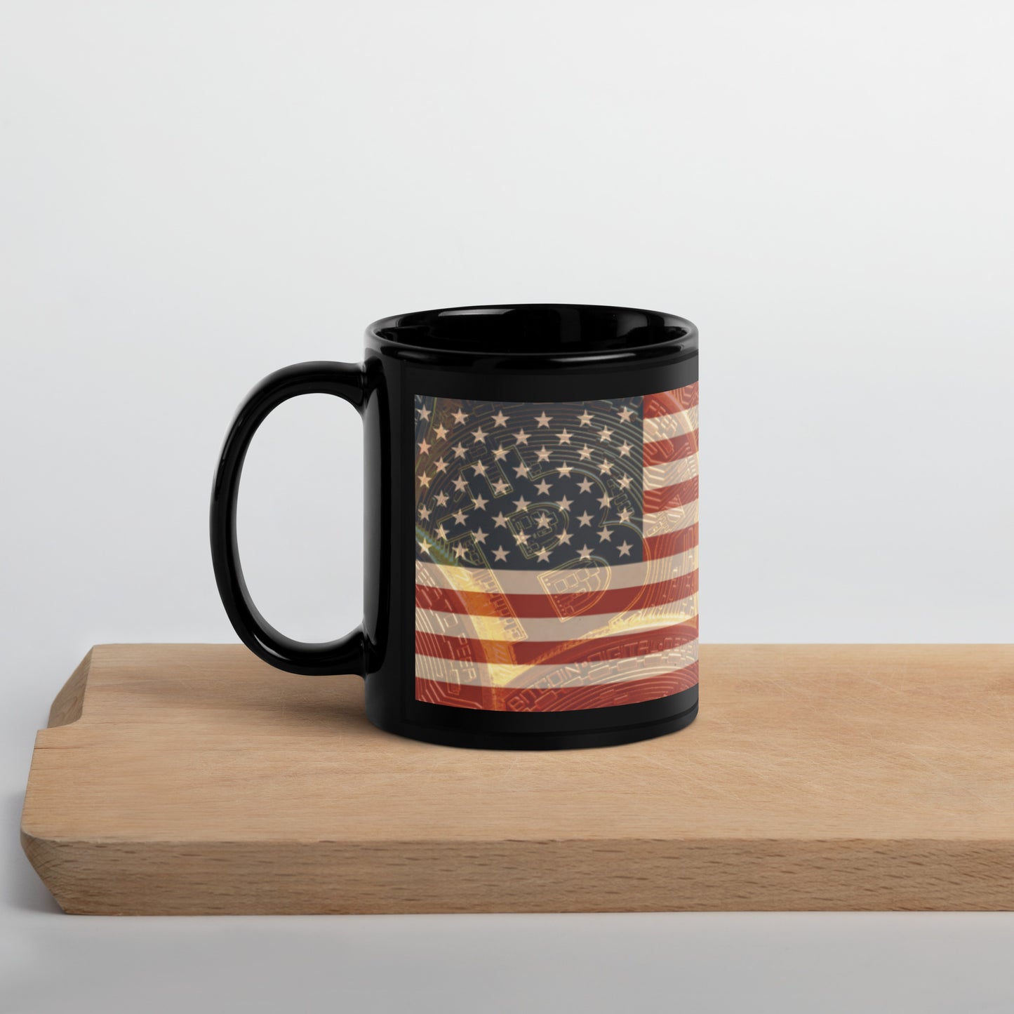 Bitcoin | USA - Black Glossy Mug
