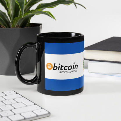 Bitcoin Accepted Here | El Salvador - Black Glossy Mug