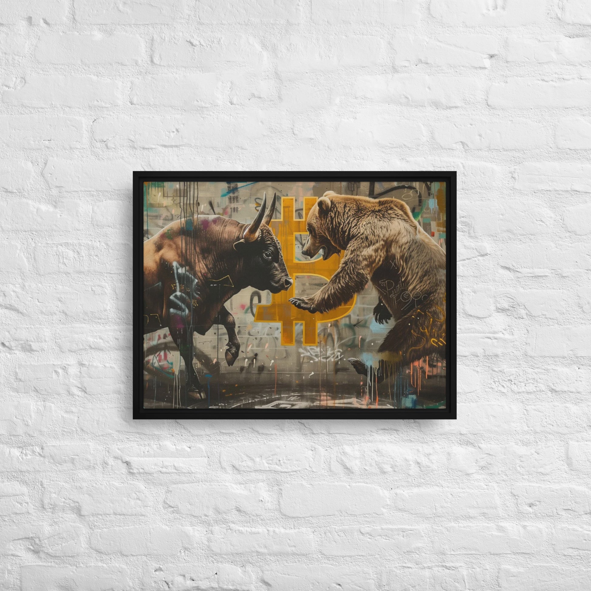 Bitcoin Bull & Bear Framed Canvas