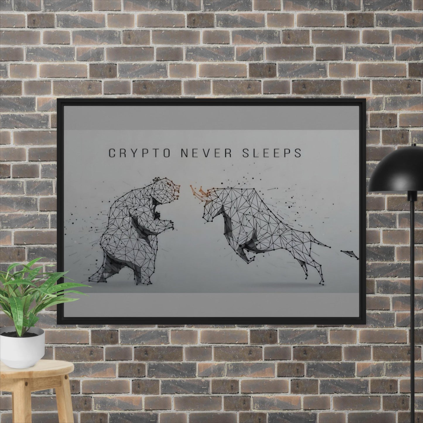 Crypto Never Sleeps - Framed Canvas