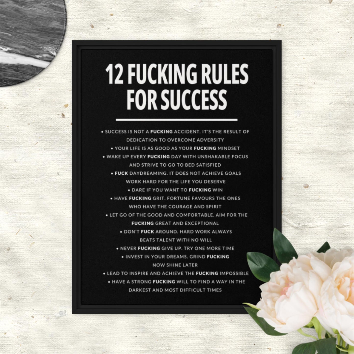 12 FKG Rules Success - Framed Canvas