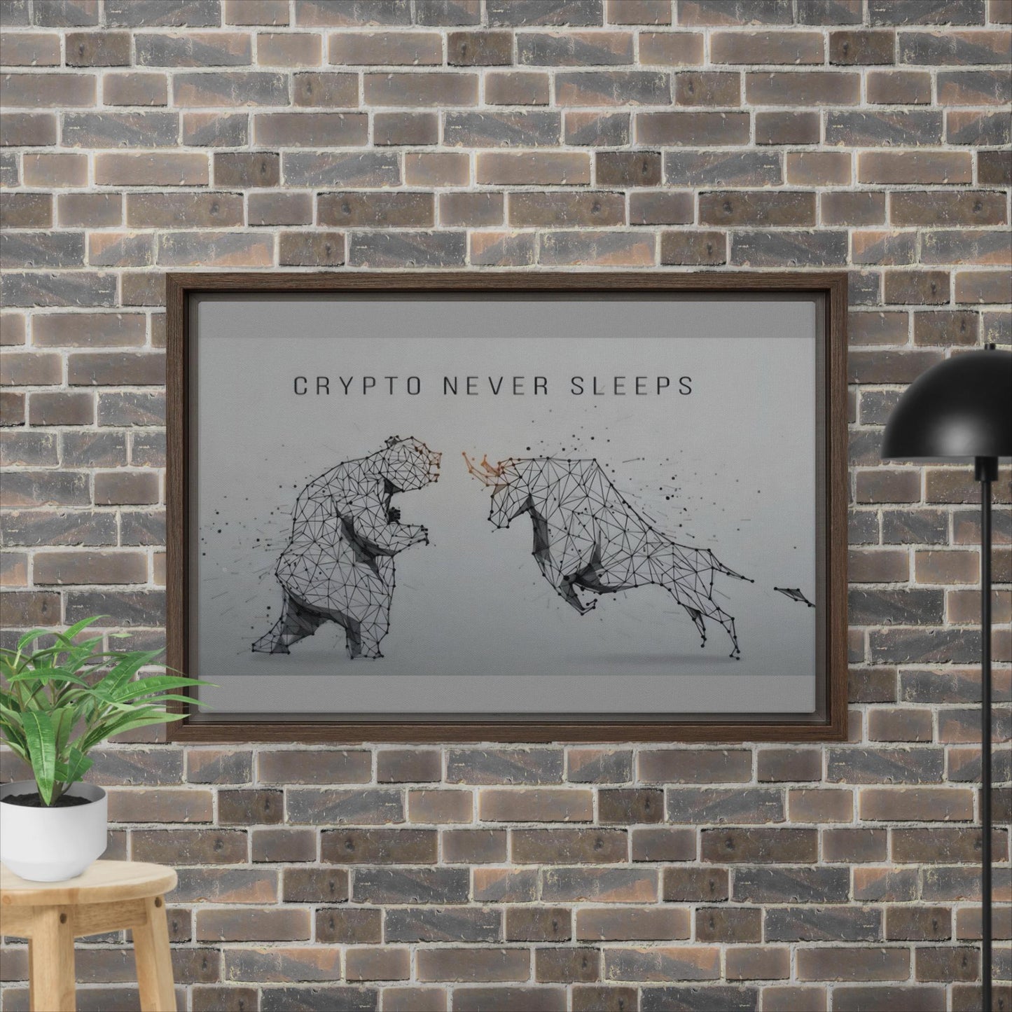 Crypto Never Sleeps - Framed Canvas