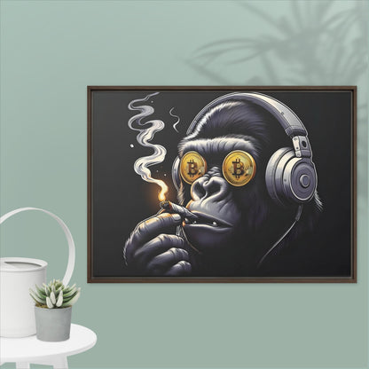 BTC Cannabis Monkey -Framed Canvas