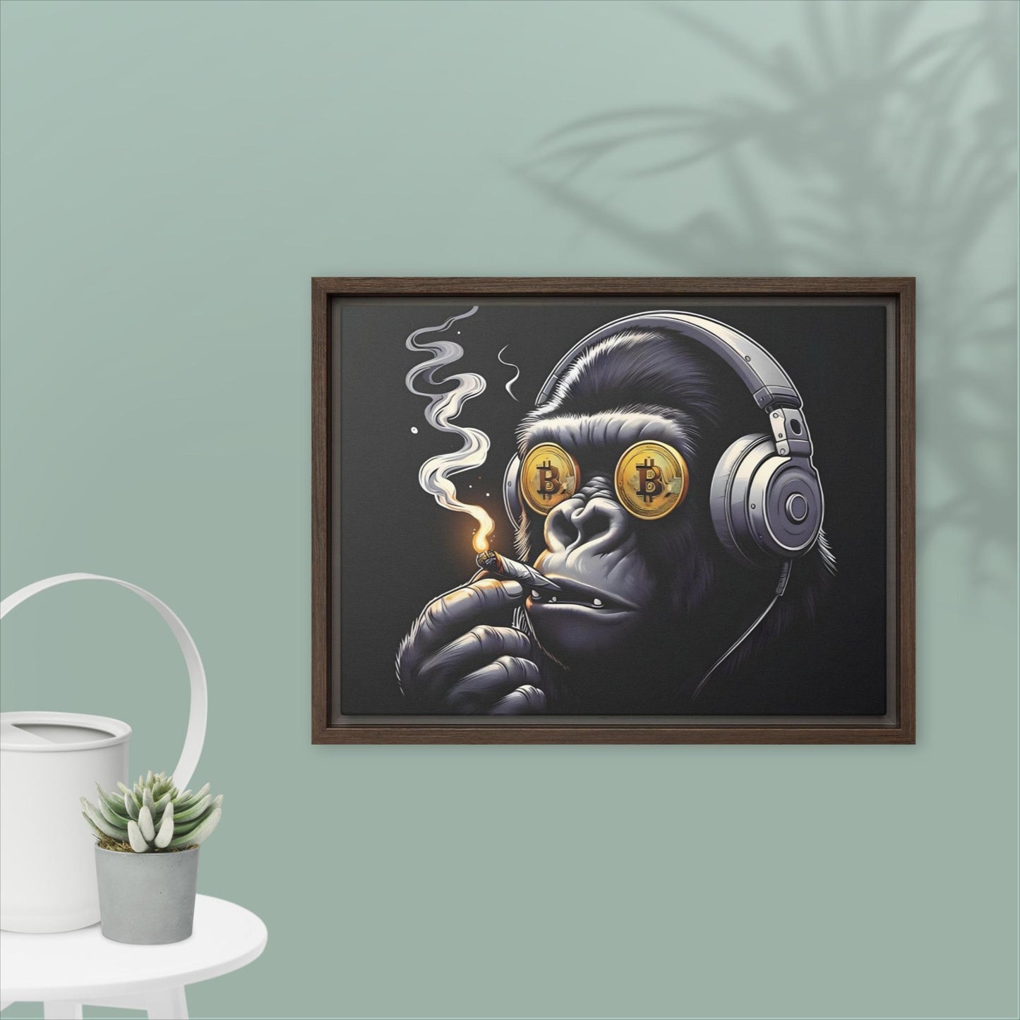 BTC Cannabis Monkey -Framed Canvas