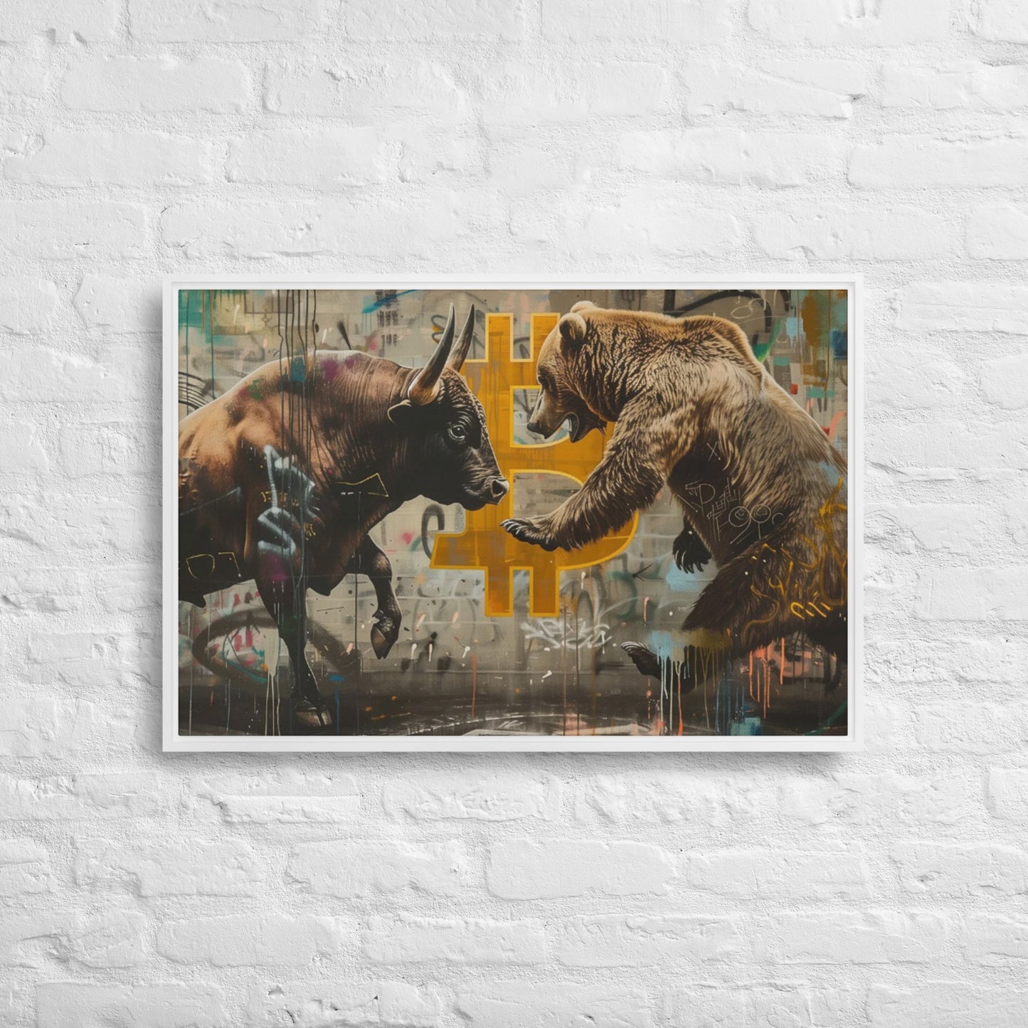 Bitcoin Bull & Bear Framed Canvas