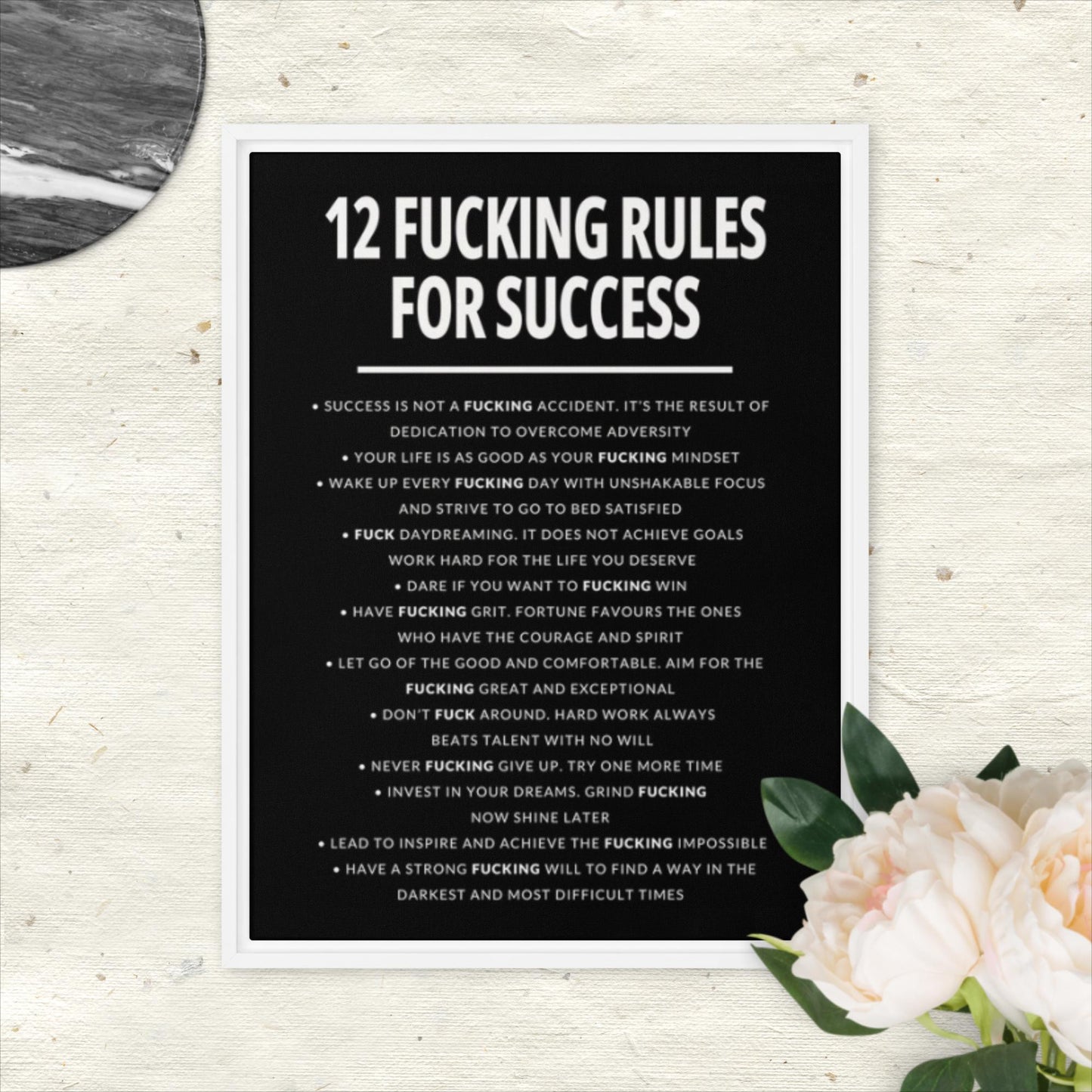 12 FKG Rules Success - Framed Canvas