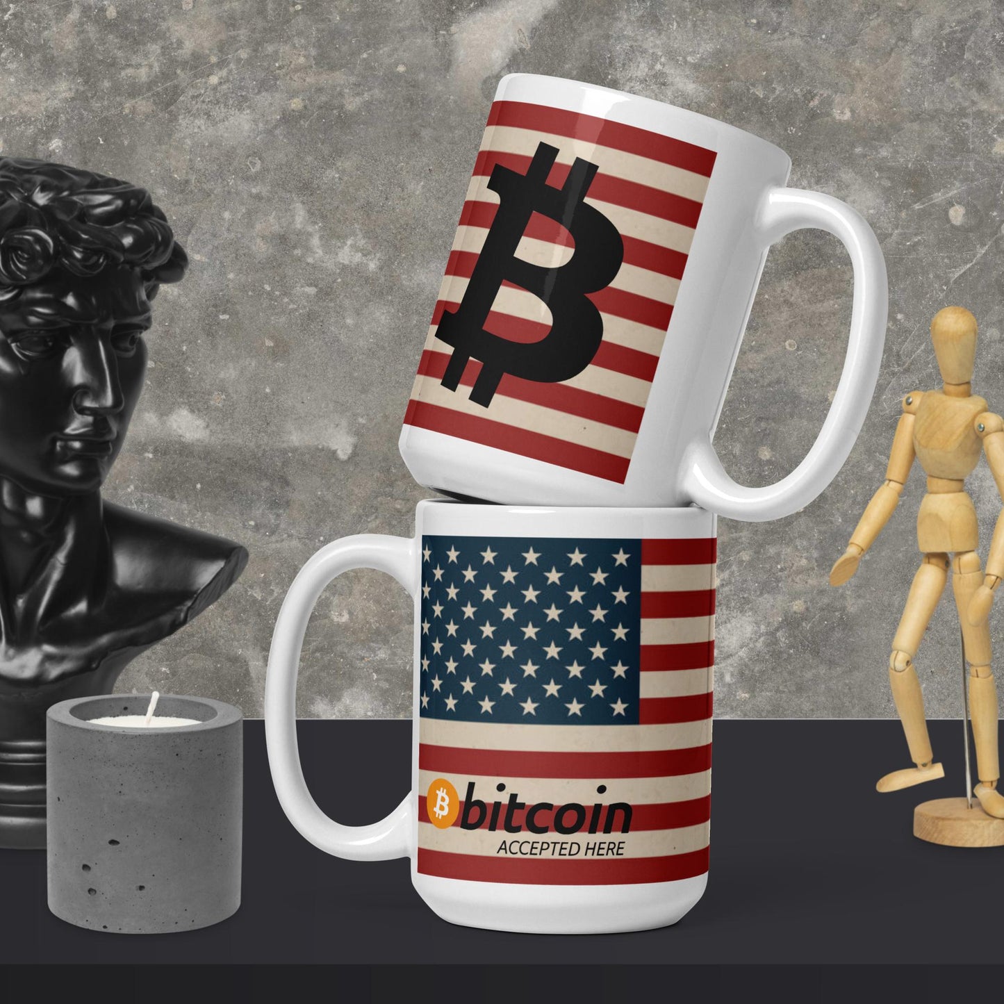 Bitcoin Accepted Here | USA - White Glossy Mug