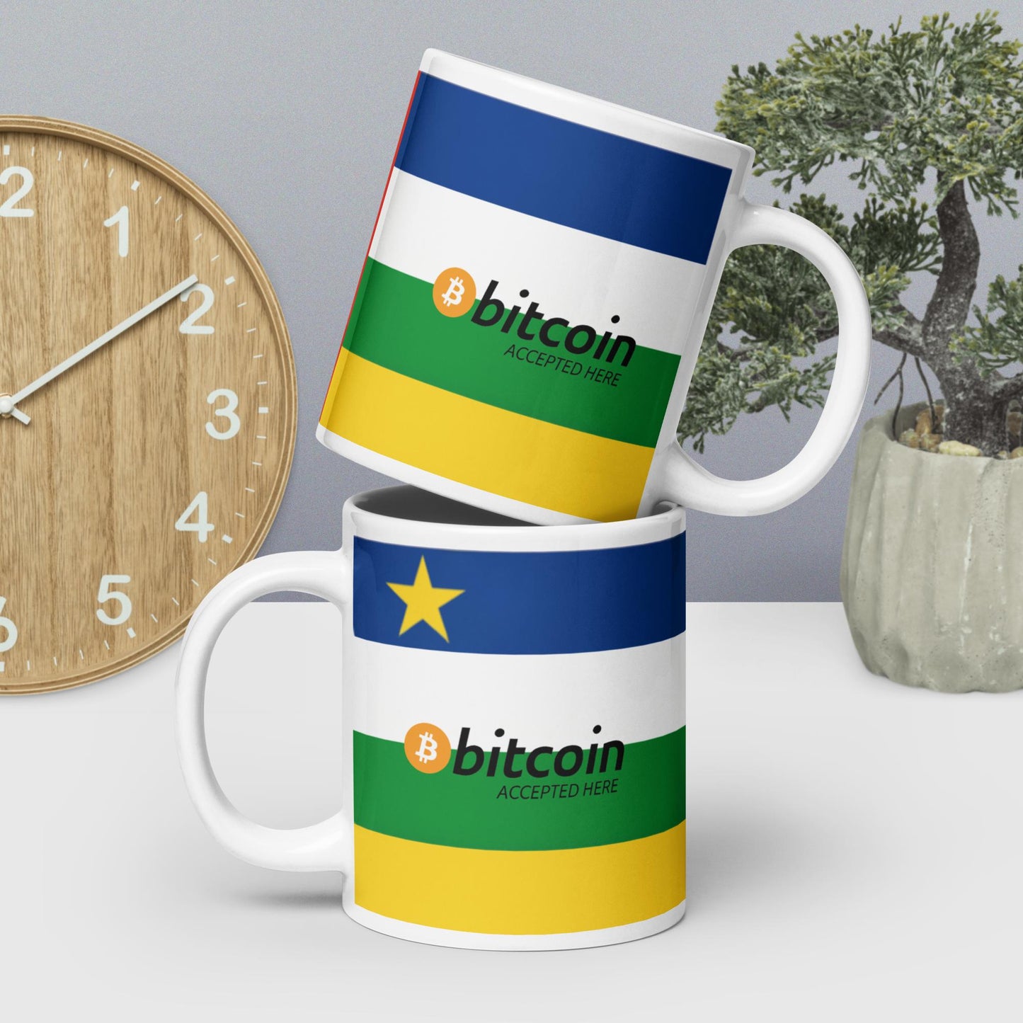 Bitcoin Accepted Here | Central African Republic - White Glossy Mug