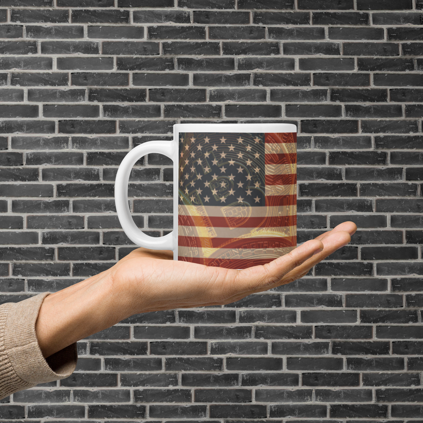 Bitcoin | USA - White Glossy Mug